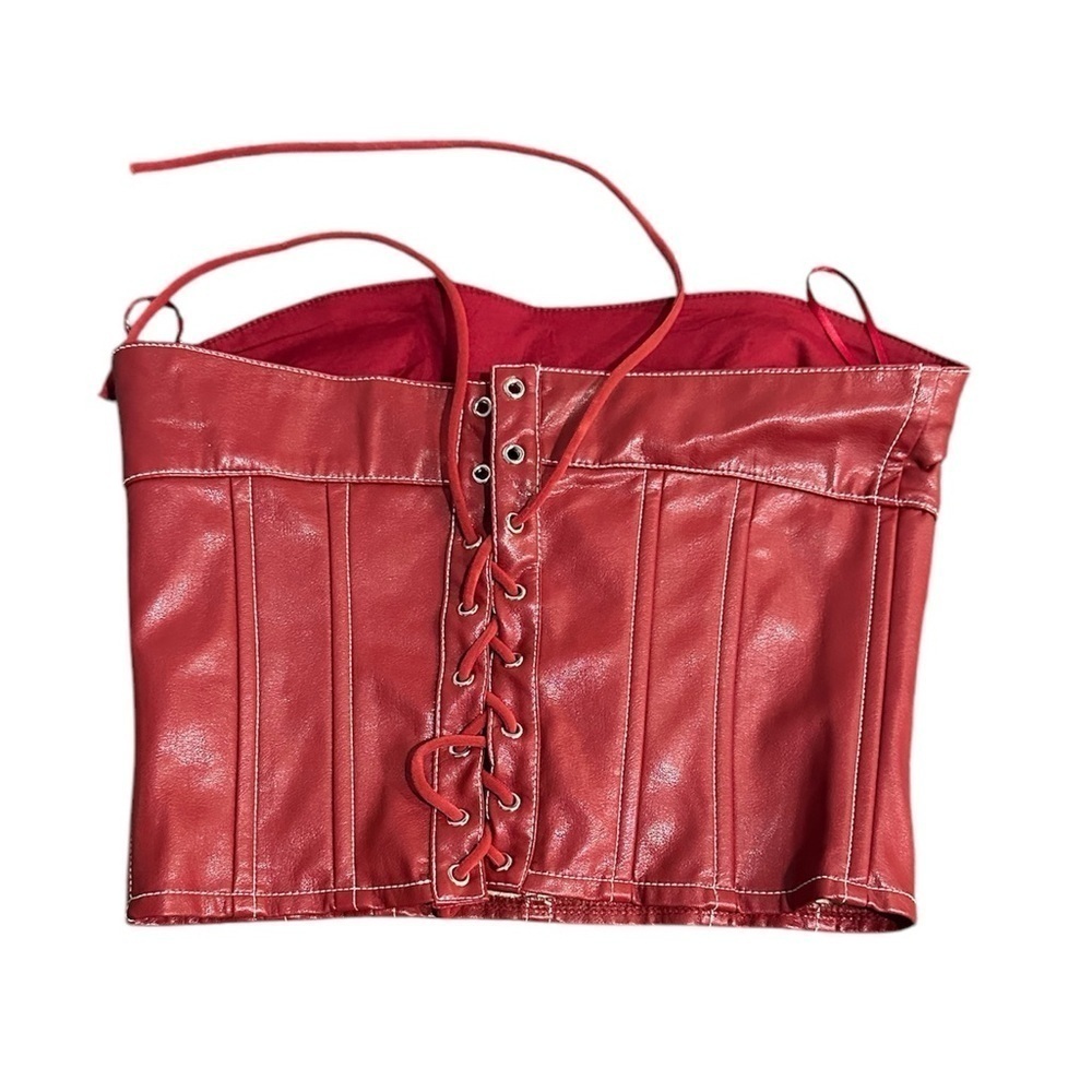 Edikted Women's Moss Faux Leather Lace Up Corset Medium - Picture 4 of 7